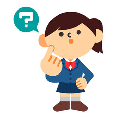 学生　生徒　中学生　高校生　制服　女の子　疑問　はてな　考える