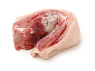 Pork belly on white background