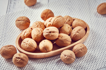 Walnuts on a white board