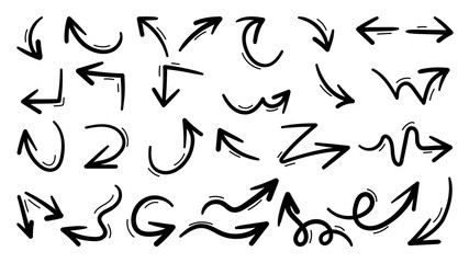 Arrows design vector.  Doodle Marker hand drawn shapes vector illustration. 