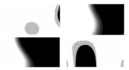 Halftone vector dots Background. Set Grunge Pattern. Pop-art Fade Overlay. Black and White Texture or pattern. Wave vintage gradient. Monochrome vector illustration Eps 10.