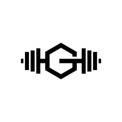 Letter G Fitness Gym Logo Design. Barbel Sports Vector Icon