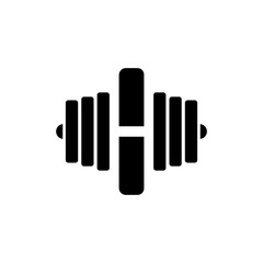 Letter H Fitness Gym Logo Design. Barbel Sports Vector Icon