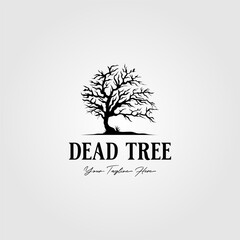 Obraz premium vintage dead tree logo , alone bird silhouette design illustration