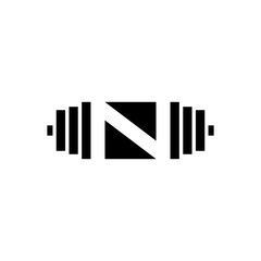 Letter N Fitness Gym Logo Design. Barbel Sports Vector Icon