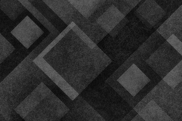 Black abstract background pattern with texture and diamond shape designs, geometric blocks and squares layered in modern contemporary art design style in dark painted angles