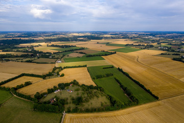 Aerial view of wheat fields in Normandy, France