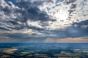 Aerial view of wheat fields in Normandy, France