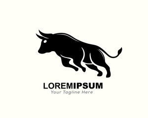 Angry bull jump run logo design inspiration