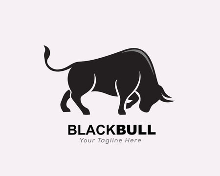 stand Black bull butting logo design inspiration