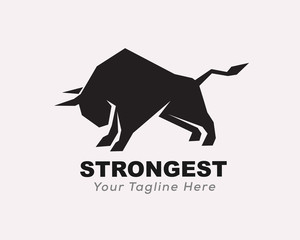Stand black bull butting logo design inspiration