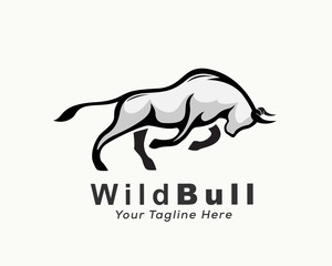 elegant bull attack logo design inspiration