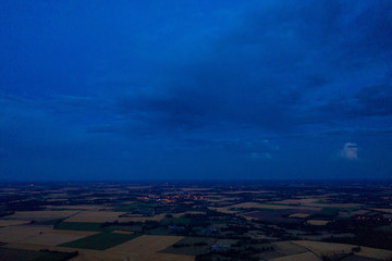 Aerial view of wheat fields in Normandy, France