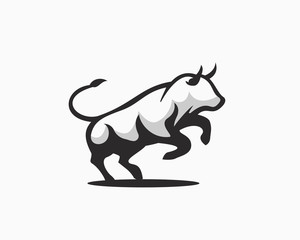 jump fight bull logo design inspiration