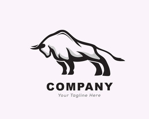 elegant stand bull art logo design inspiration