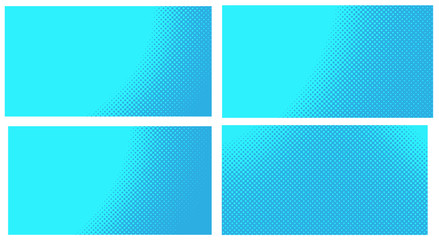 Blue pop art background. Abstract creative vector comics style blank layout template with clouds beams and isolated dots pattern. Set for sale banner, empty polka dots bubble