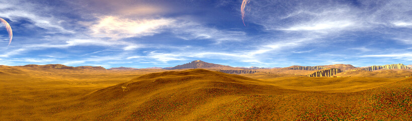 Alien Planet. Mountain. 3D rendering