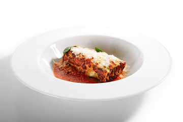 Lasagna bolognese close up