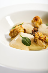 Scallops in crispy breading close up