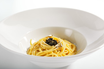 Spaghetti with beluga caviar