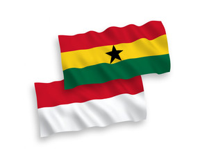 Flags of Indonesia and Ghana on a white background
