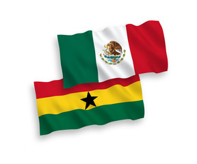Fototapeta premium Flags of Mexico and Ghana on a white background