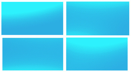 Blue pop art background. Abstract creative vector comics style blank layout template with clouds beams and isolated dots pattern. Set for sale banner, empty polka dots bubble