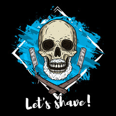 Skull with shaving blades