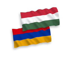 Flags of Armenia and Hungary on a white background