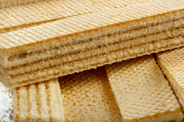 Rectangle shape wafer biscuit. Food background.