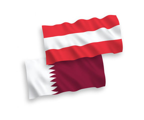 Flags of Austria and Qatar on a white background