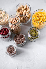 Pasta, lentils, Chickpeas And Beans In Jars