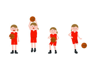 basketball, girl, woman, set