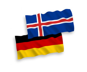 Flags of Iceland and Germany on a white background