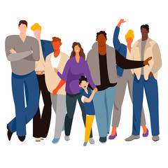 group of people. people are different races. adults and children.vector illustration