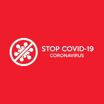 Covid-19 Coronavirus with cross band typography design logo. A virus in a ban sign Illustration