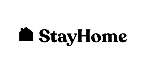 Stay home button with house icon and hashtag message. Quarantine campaign symbol for coronavirus outbreak prevention.