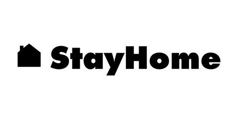 Stay home button with house icon and hashtag message. Quarantine campaign symbol for coronavirus outbreak prevention.