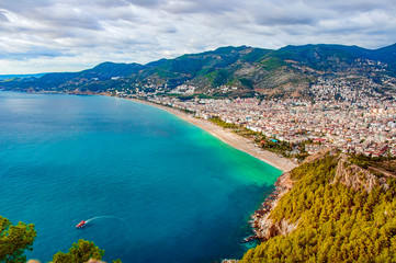 Obraz premium Alanya Beach from Alanya Castle, Antalya, Turkey