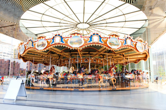 New York, NY, U.S.A. - Jane's Carousel: Jane's Carousel in Brooklyn Bridge Park