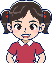 Obraz premium 赤い服の女子小学生