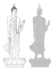 Standing Buddha image, The attitude of persuading the relatives not to quarrel.