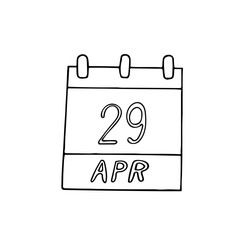 calendar hand drawn in doodle style. April 29. International Dance Day, date. icon, sticker, element