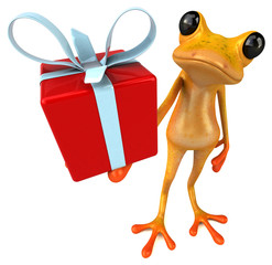 Fun yellow frog - 3D Illustration