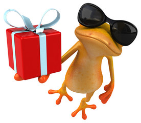 Fun yellow frog - 3D Illustration