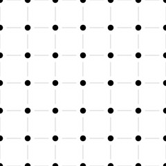 Seamless pattern. Black dots, gray lines, grid. Vector geometric background, minimalism.