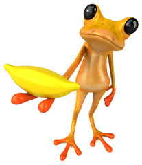 Fun yellow frog - 3D Illustration