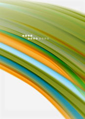 Wave lines abstract background, smooth silk design with rainbow style colors. Liquid fluid color waves. Vector Illustration