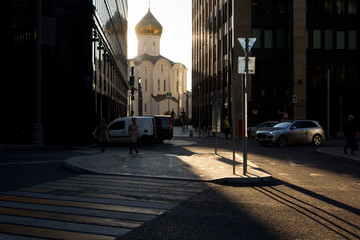 White Square Church at sunset. Nikolai Chudotvorets Church.