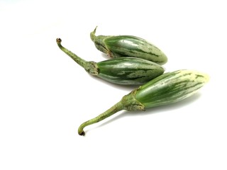 Eggplants as cucumber isolated on white background
